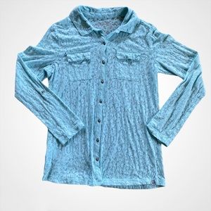 Eddie Bauer Light Blue Cotton Button-Down Top